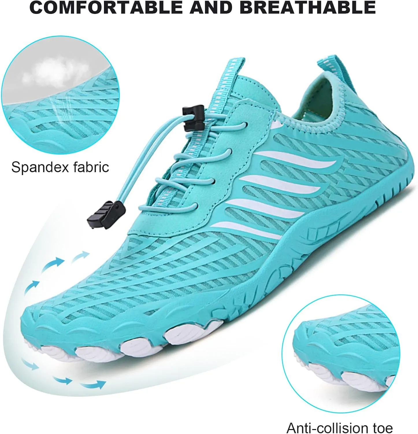 HiGropcore Water Shoes Men Women, Barefoot Wide Toe Box Beach Shoes, Quick Dry Breathable Swim Aqua Socks with Drainage