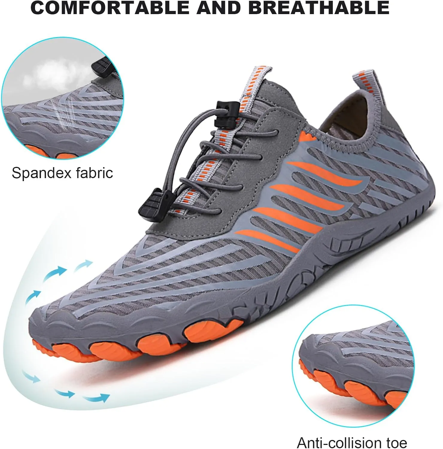 HiGropcore Water Shoes Men Women, Barefoot Wide Toe Box Beach Shoes, Quick Dry Breathable Swim Aqua Socks with Drainage