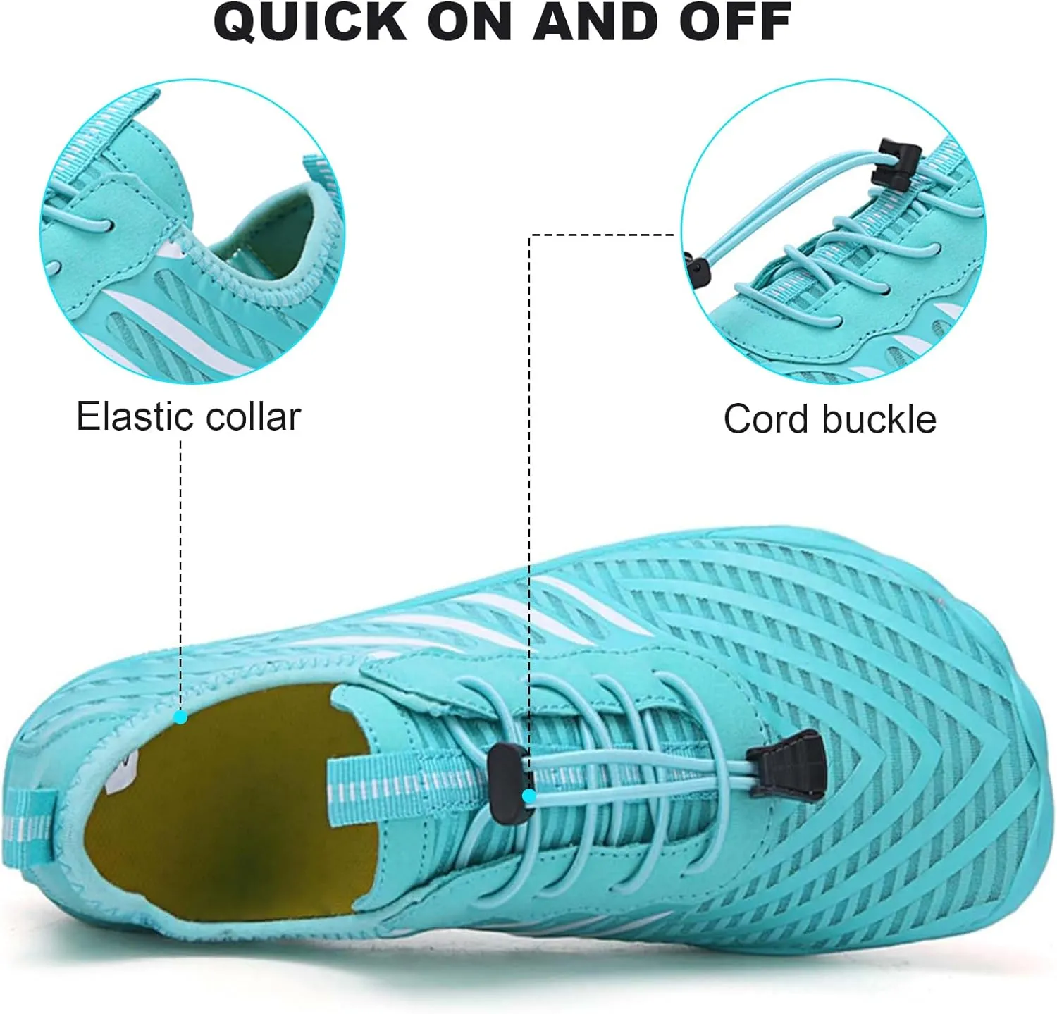 HiGropcore Water Shoes Men Women, Barefoot Wide Toe Box Beach Shoes, Quick Dry Breathable Swim Aqua Socks with Drainage