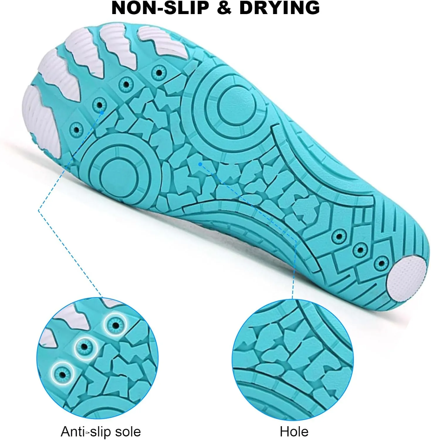 HiGropcore Water Shoes Men Women, Barefoot Wide Toe Box Beach Shoes, Quick Dry Breathable Swim Aqua Socks with Drainage
