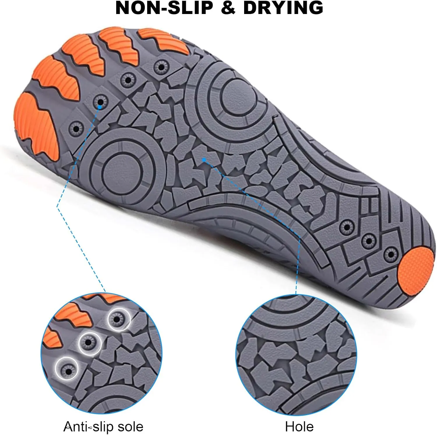 HiGropcore Water Shoes Men Women, Barefoot Wide Toe Box Beach Shoes, Quick Dry Breathable Swim Aqua Socks with Drainage