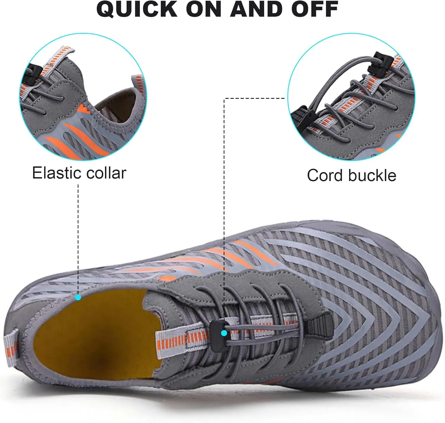 HiGropcore Water Shoes Men Women, Barefoot Wide Toe Box Beach Shoes, Quick Dry Breathable Swim Aqua Socks with Drainage