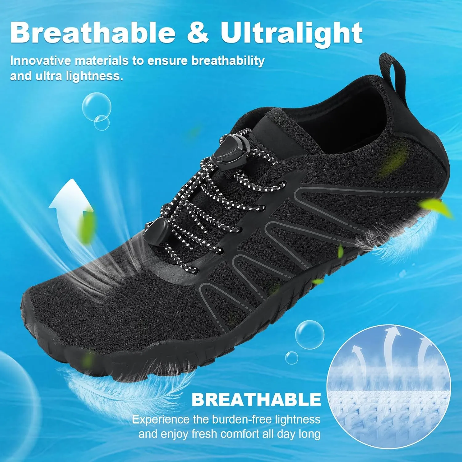 Hike Barefoot Shoes Women Men Footwear Wide Toe Quick-Dry Pro Barefoot Beach Swim Minimalist Grounding Shoes Breathable Non-Slip Grounded Footwear for Walking Kayaking Hiking Surfing