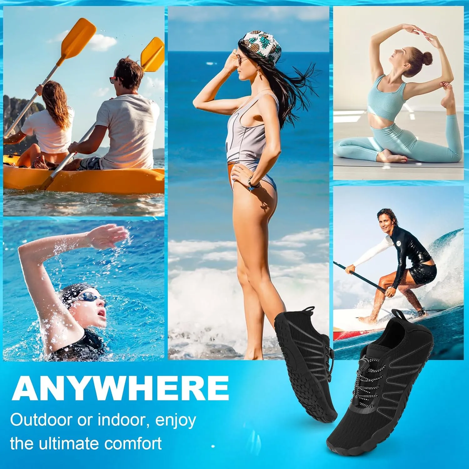 Hike Barefoot Shoes Women Men Footwear Wide Toe Quick-Dry Pro Barefoot Beach Swim Minimalist Grounding Shoes Breathable Non-Slip Grounded Footwear for Walking Kayaking Hiking Surfing