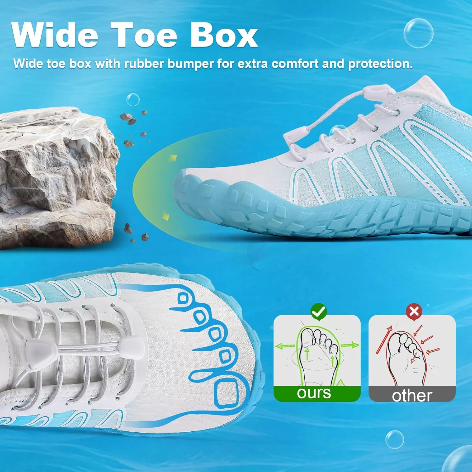 Hike Barefoot Shoes Women Men Footwear Wide Toe Quick-Dry Pro Barefoot Beach Swim Minimalist Grounding Shoes Breathable Non-Slip Grounded Footwear for Walking Kayaking Hiking Surfing