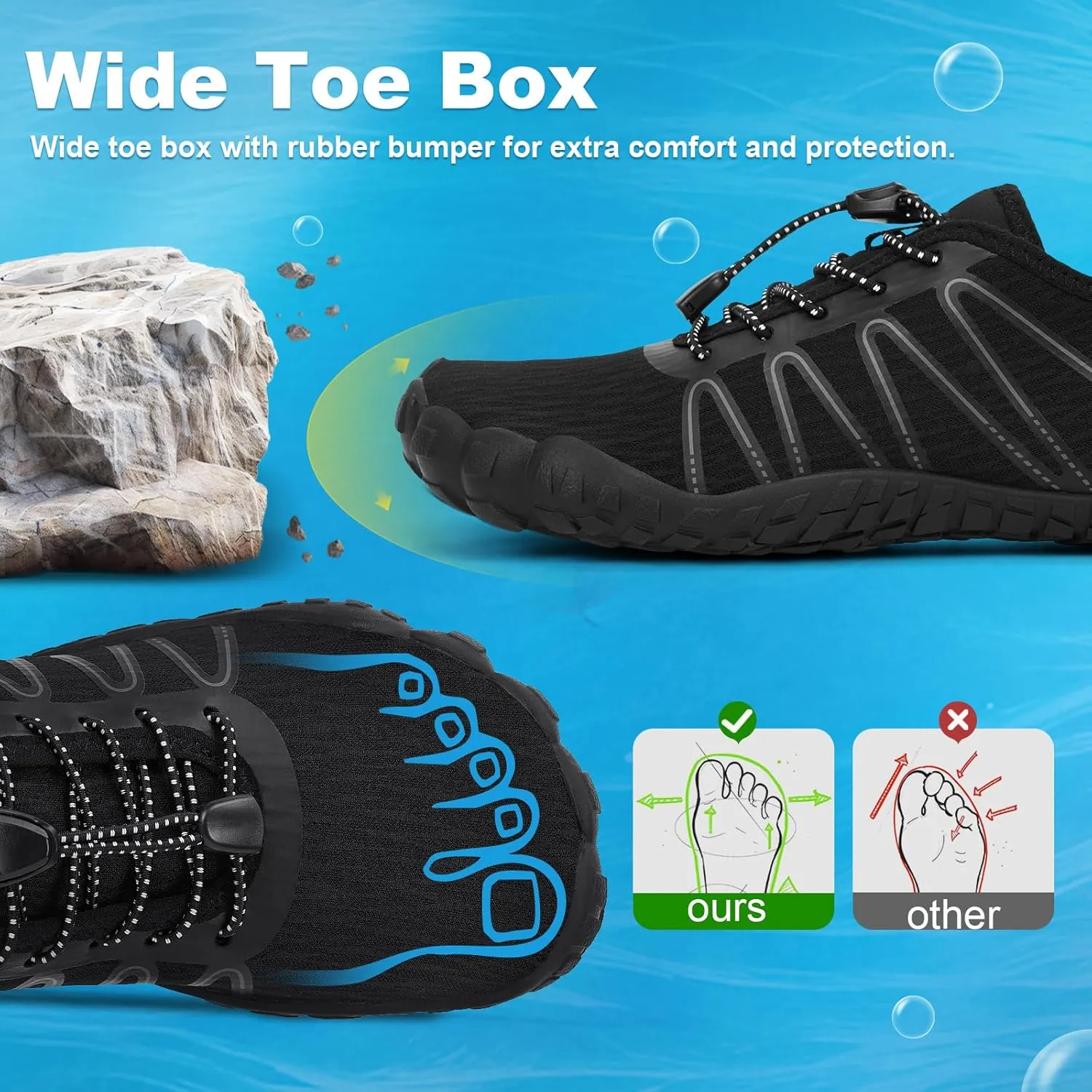 Hike Barefoot Shoes Women Men Footwear Wide Toe Quick-Dry Pro Barefoot Beach Swim Minimalist Grounding Shoes Breathable Non-Slip Grounded Footwear for Walking Kayaking Hiking Surfing