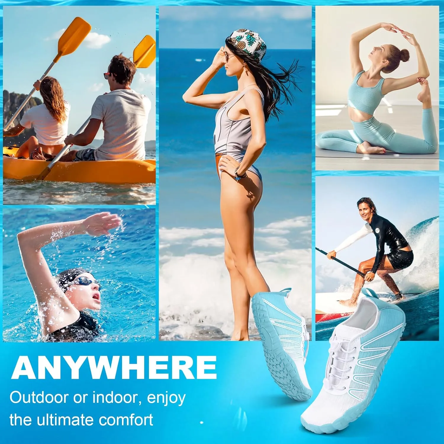 Hike Barefoot Shoes Women Men Footwear Wide Toe Quick-Dry Pro Barefoot Beach Swim Minimalist Grounding Shoes Breathable Non-Slip Grounded Footwear for Walking Kayaking Hiking Surfing