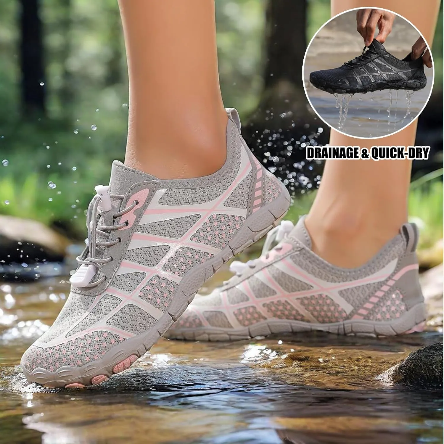 Hike Barefoot Shoes Womens Men,Unisex Barefoot Water Shoes Breathable, Anti-Slip Hiking Footwear for Athletic Wide Toe Shoe Footwear for Hiking, Walking, Running, Yoga, and Water Sports