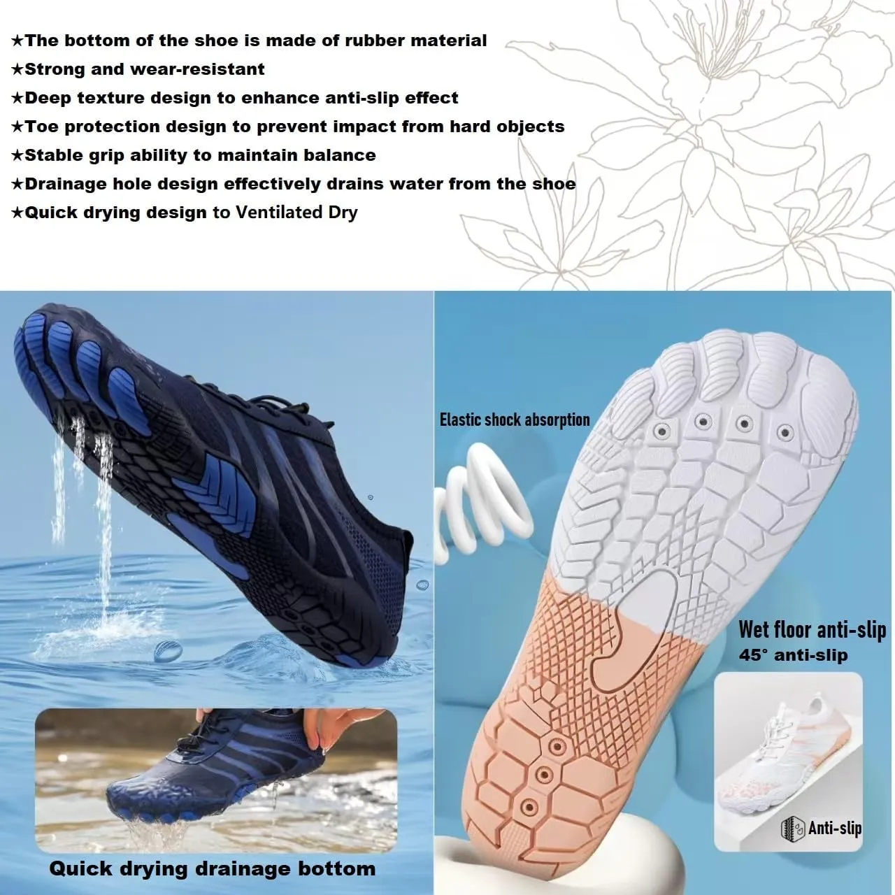 Hike Barefoot Shoes Womens,New Barefoot Footwear, Non-Slip Water Shoes,Breathable & Non-Slip Athletic Footwear,Wide Toe with Hike
