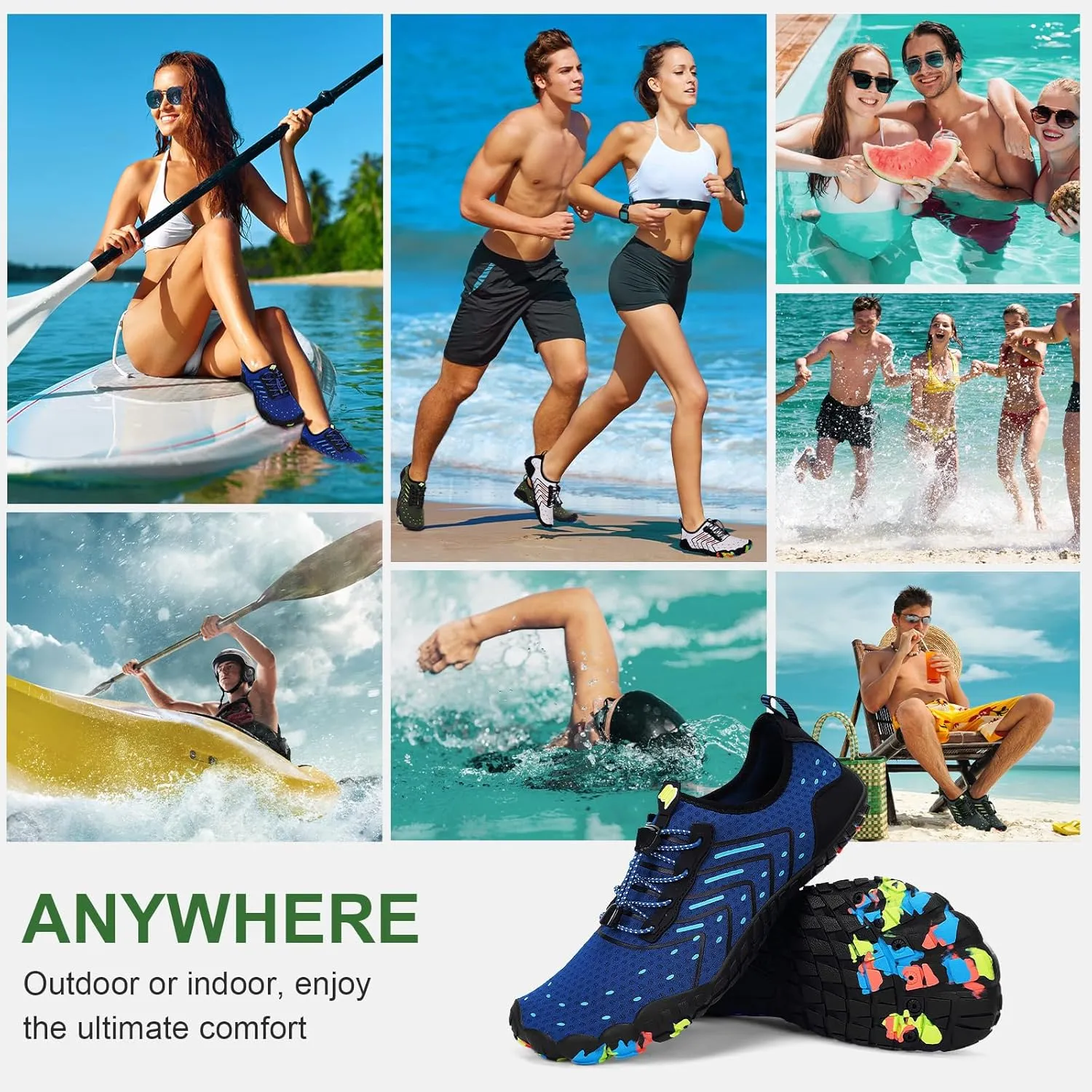 Hike Barefoot Water Shoes Women Men Footwear Wide Toe Quick-Dry Pro Barefoot Swim Beach Breathable Grounding Shoes Non-Slip Aqua Socks Shoe for Pool Walking Kayaking Hiking Surfing