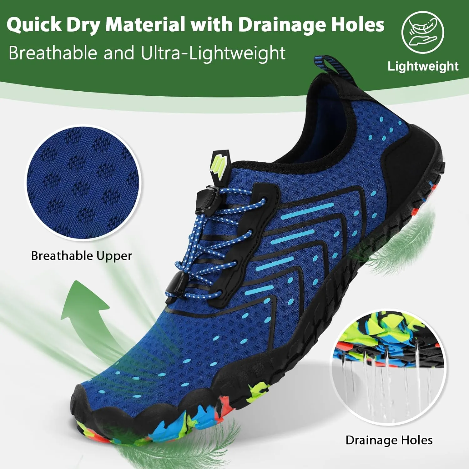 Hike Barefoot Water Shoes Women Men Footwear Wide Toe Quick-Dry Pro Barefoot Swim Beach Breathable Grounding Shoes Non-Slip Aqua Socks Shoe for Pool Walking Kayaking Hiking Surfing