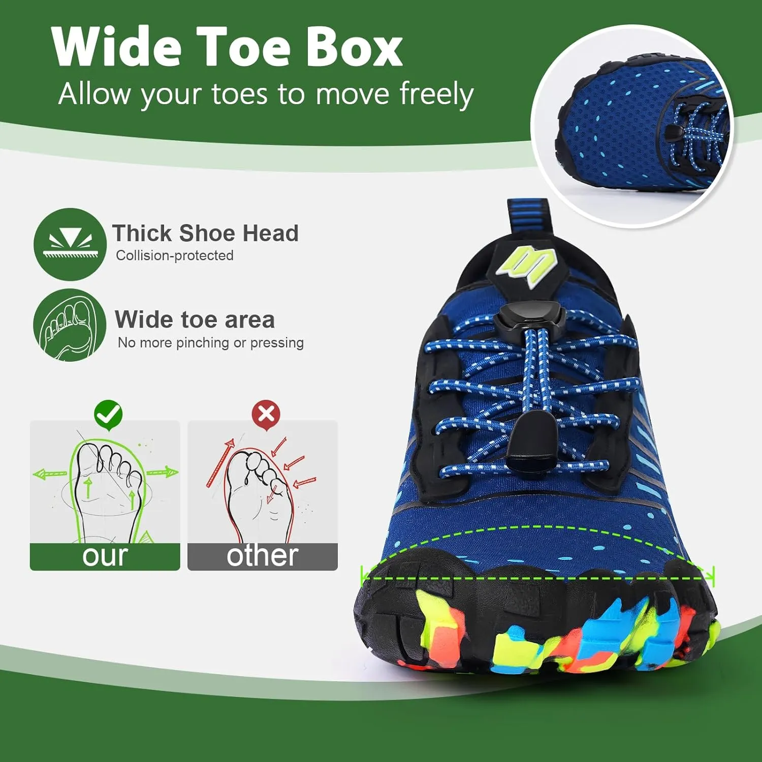 Hike Barefoot Water Shoes Women Men Footwear Wide Toe Quick-Dry Pro Barefoot Swim Beach Breathable Grounding Shoes Non-Slip Aqua Socks Shoe for Pool Walking Kayaking Hiking Surfing