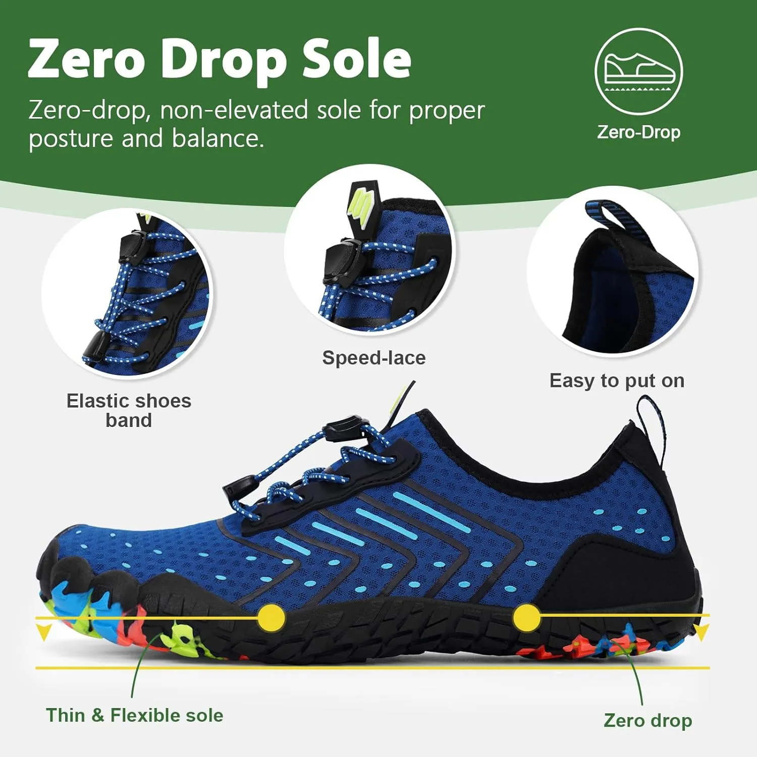 Hike Barefoot Water Shoes Women Men Footwear Wide Toe Quick-Dry Pro Barefoot Swim Beach Breathable Grounding Shoes Non-Slip Aqua Socks Shoe for Pool Walking Kayaking Hiking Surfing