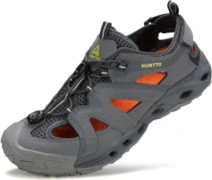 HUMTTO Men's Amphibious Closed Toe Hiking Sandals Quick-Dry Water Shoes Non-Slip Athletic Adjustable Outdoor Fisherman Beach Summer Walking Travel Shoe