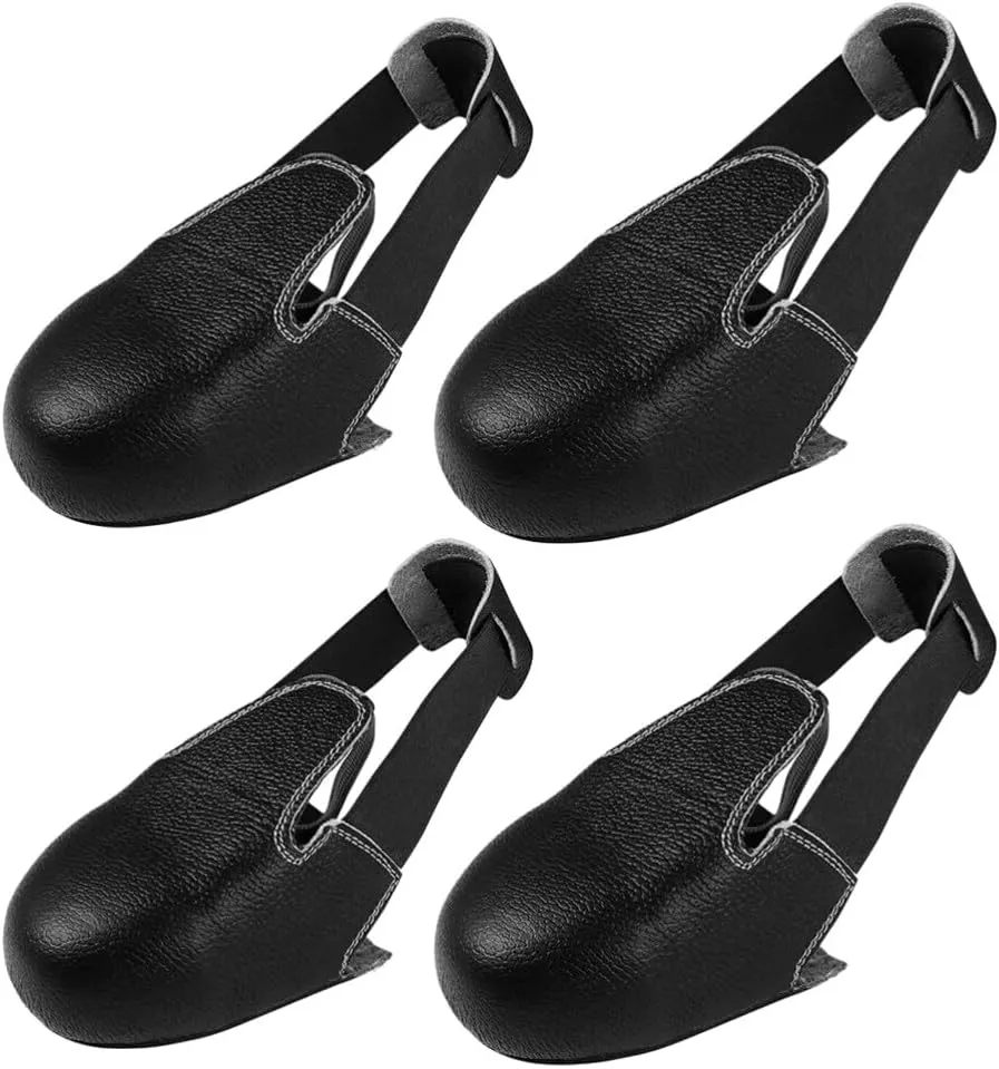iplusmile 1 Pair Steel Toe Cap with Adjustable Strap, Safety Shoe Covers Unisex Leather Overshoes Footwear Toe Protector for Industry Workplace Protection (Size 5-12 US)