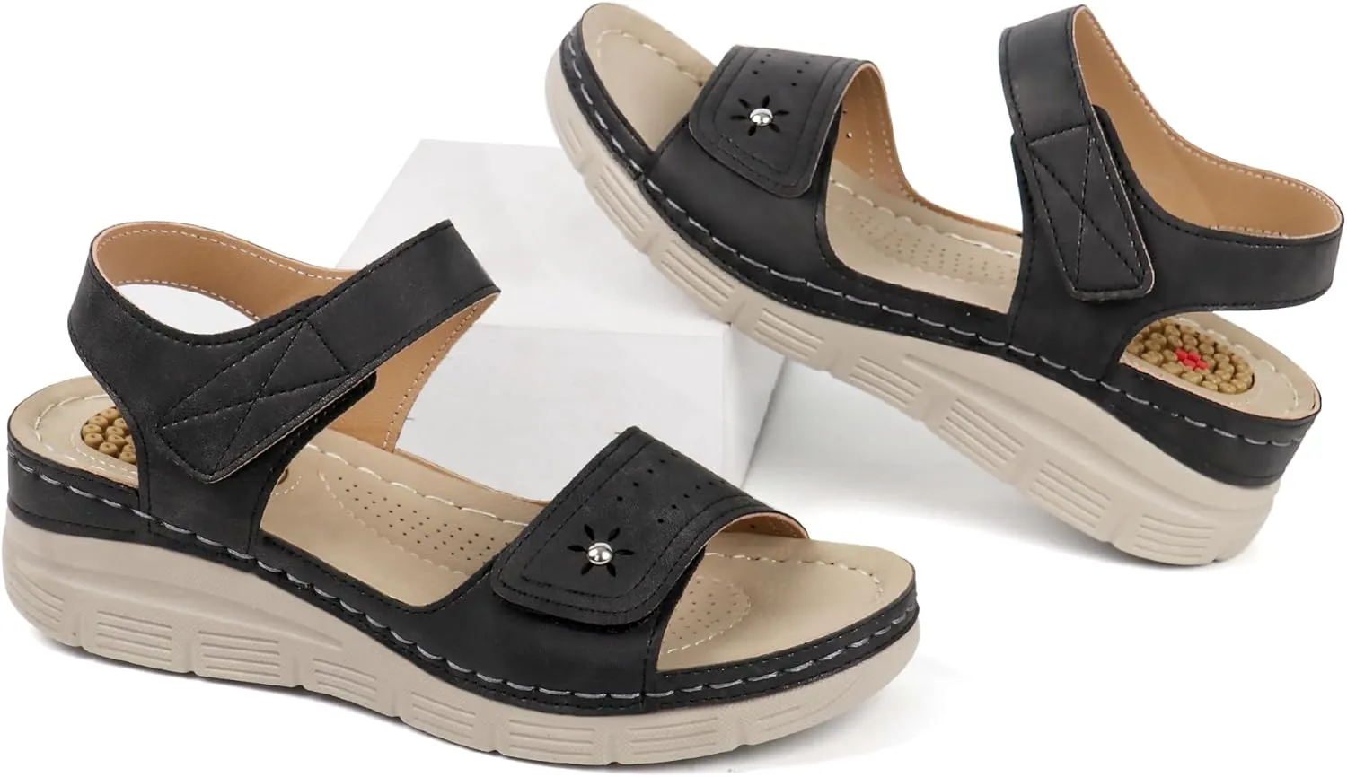 JABASIC Women Comfortable Sandals Orthotic Walking Sandals Orthopedic Arch Support Sandals