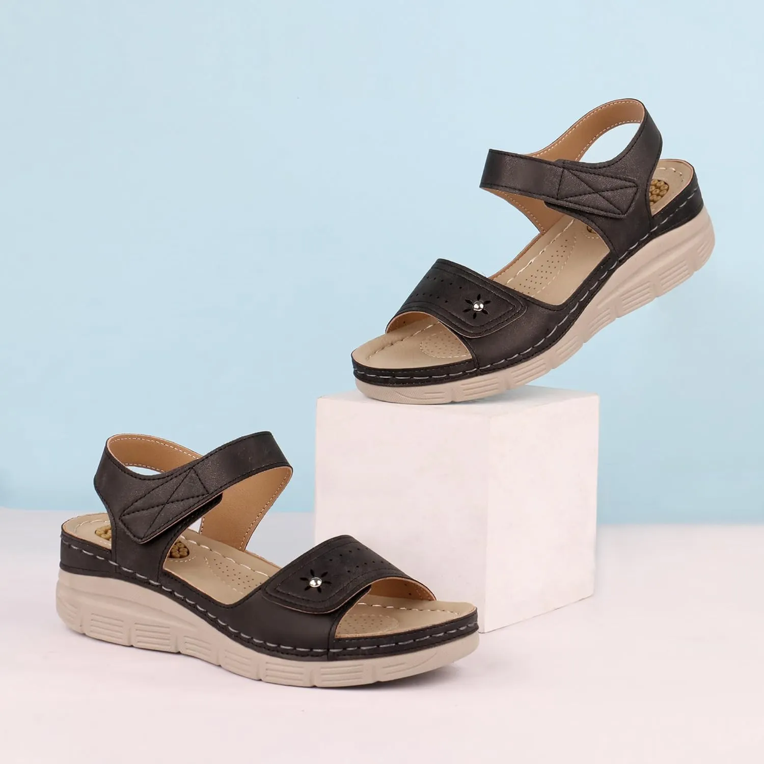 JABASIC Women Comfortable Sandals Orthotic Walking Sandals Orthopedic Arch Support Sandals
