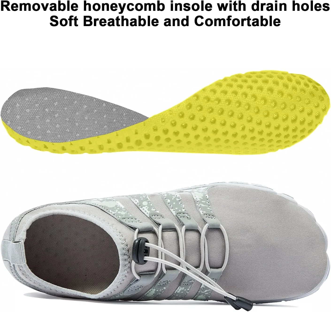 Josaywin Men's Water Shoes Barefoot Quick-Dry Sports Aqua Socks for Swim Diving Surf Pool Aqua Sports Beach Walking Wide Toe Shoes