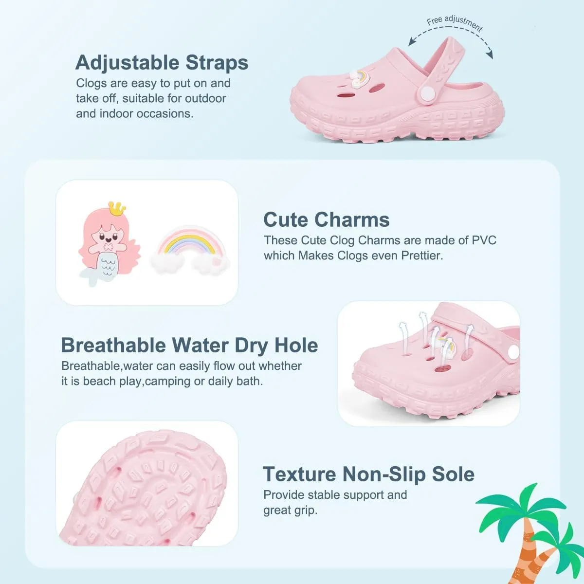 Kids Boys Girls Cute Garden Clogs Little Kid EVA Water Sandals Lightweight Indoor Outdoor Summer Beach Pool Play Shoes Children Comfort Slippers Slides