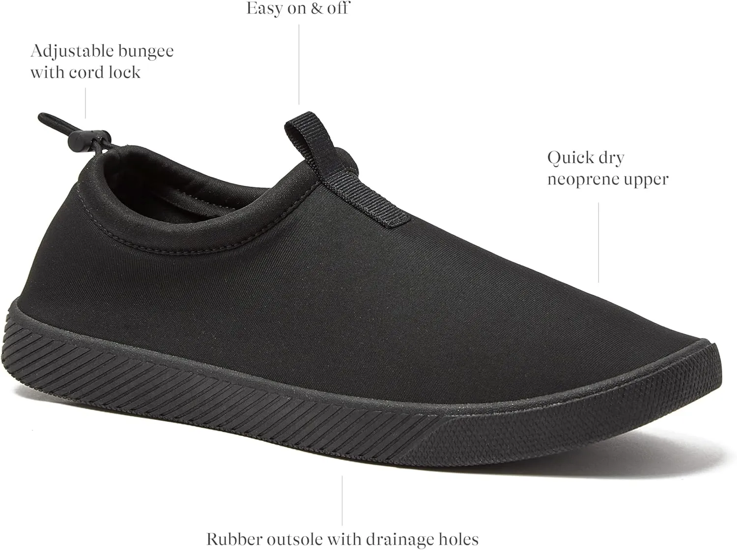 Lands' End Slip On Water Shoes Men, Quick Dry Neoprene Sport Mens Water Shoes for Beach, Pool, or River with Drainage Holes, Navy Blue or Black, Size 7-15 Aqua Swim Shoes for Men