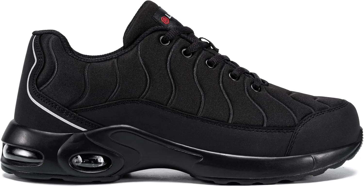 LARNMERN Air Cushion Steel Toe Shoes for Men Wide Women Lightweight Puncture Proof Work Safety Sneakers Breathable Slip Resistant Tennis Shoe