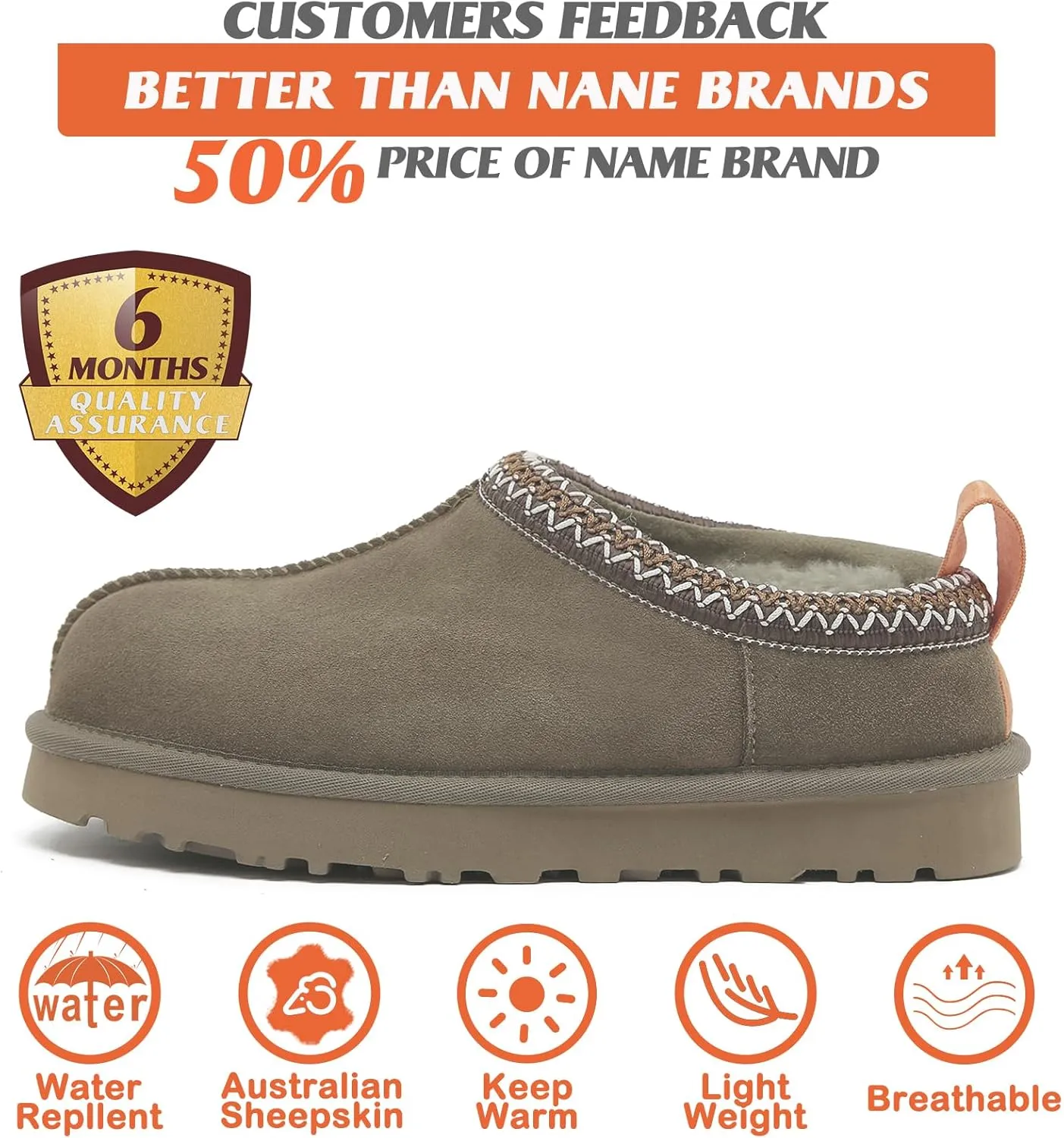 Mel&Syd Slippers for Womens 100% Australian Sheepskin - Real Shearling Fur Wool Womens's Slippers - Upgrated Memory Foam Slippers - No Slip Winter Snow Scuff Slippers Footwear Indoor Outdoor