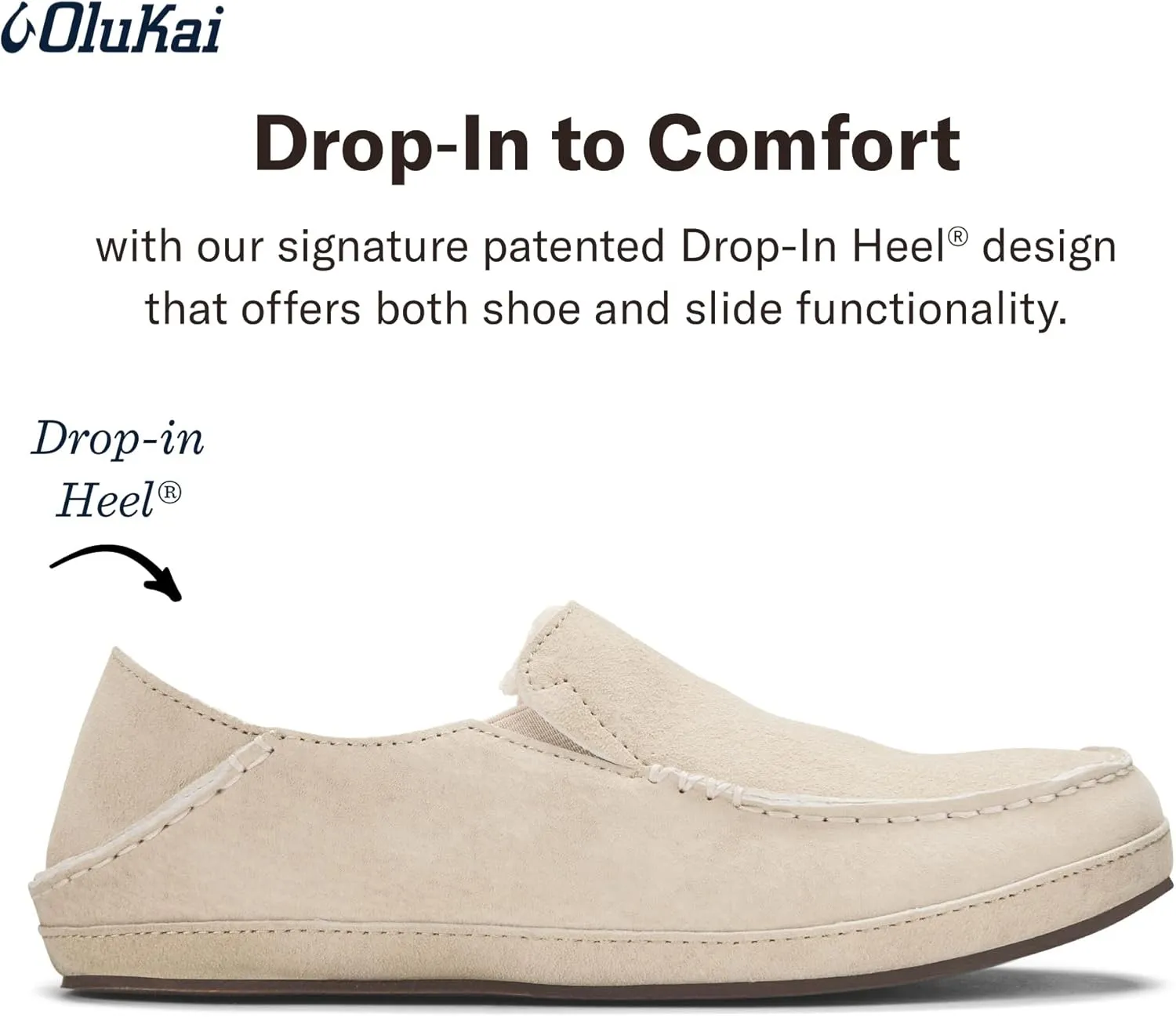 OLUKAI Nohea Slipper, Women's Slip-On Shoes, Genuine Shearling & Premium Nubuck Leather, Drop-In Heel Design, Cozy & Ultra-Soft Comfort Fit