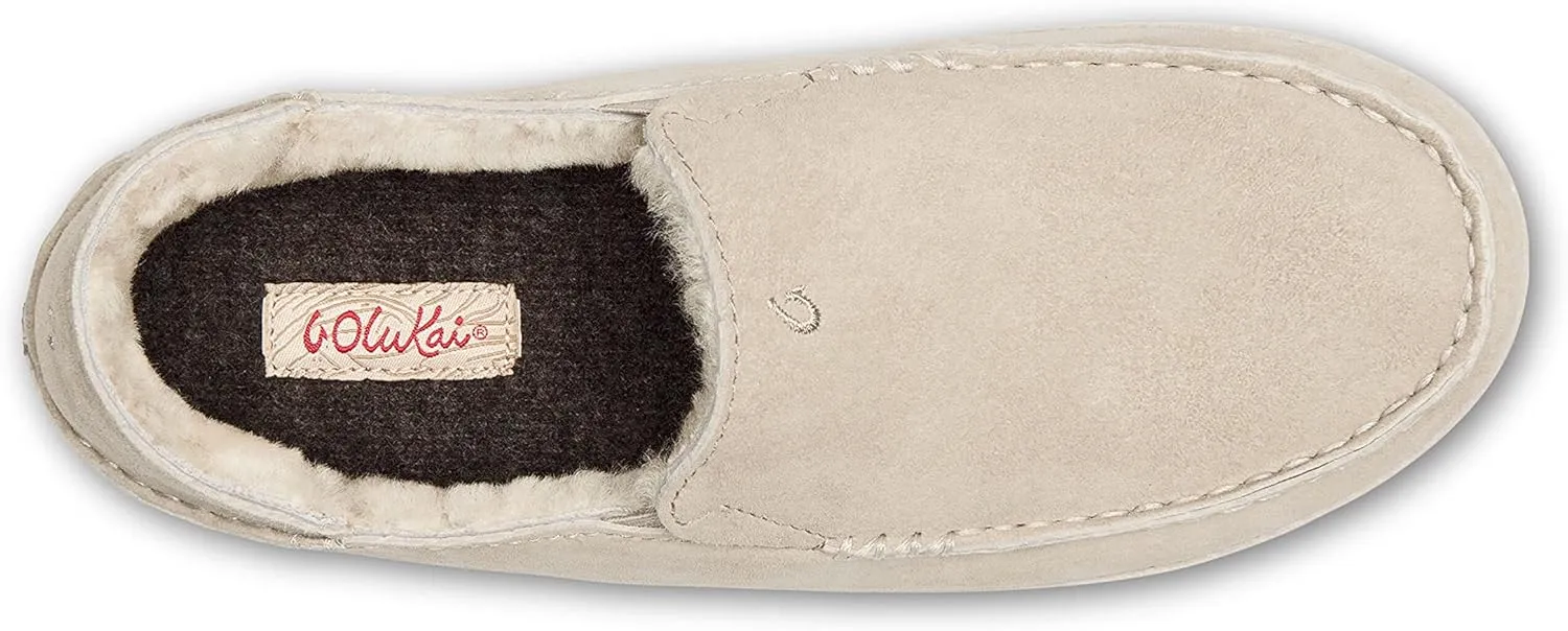 OLUKAI Nohea Slipper, Women's Slip-On Shoes, Genuine Shearling & Premium Nubuck Leather, Drop-In Heel Design, Cozy & Ultra-Soft Comfort Fit