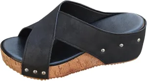 Orthopedic Wedge Sandals for Women with Arch Support Platform Low Heels Summer Casual Comfortable Slip On Walking Shoes