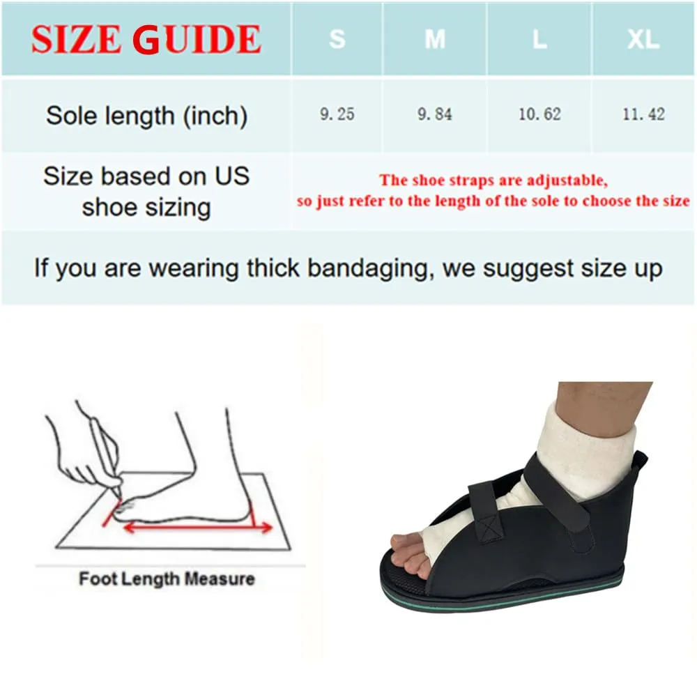 Plaster Shoes, Post-operative Shoes, Rehabilitation Shoes, Special Shoes for Foot Injuries, Toe Ankle Protectors, Injured Foot Protection, Fracture Shoes Black (S)
