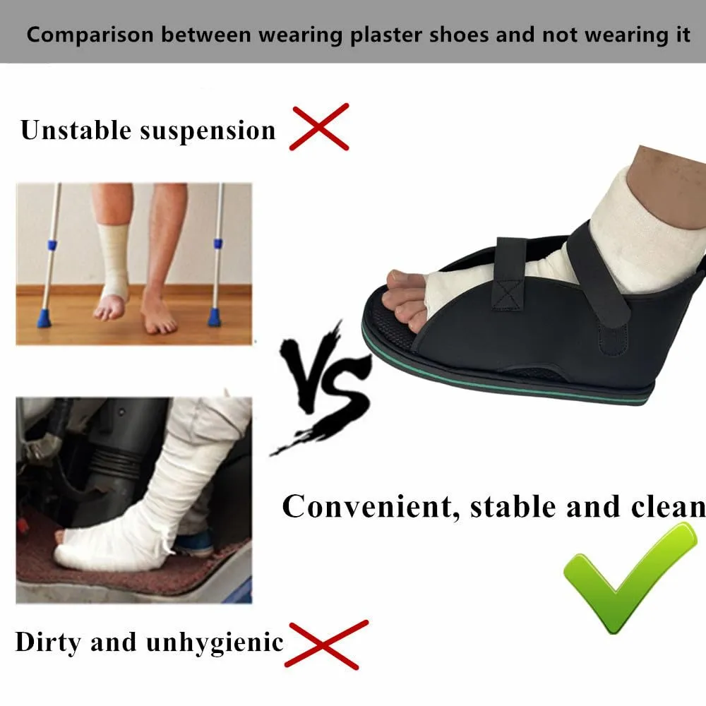 Plaster Shoes, Post-operative Shoes, Rehabilitation Shoes, Special Shoes for Foot Injuries, Toe Ankle Protectors, Injured Foot Protection, Fracture Shoes Black (S)