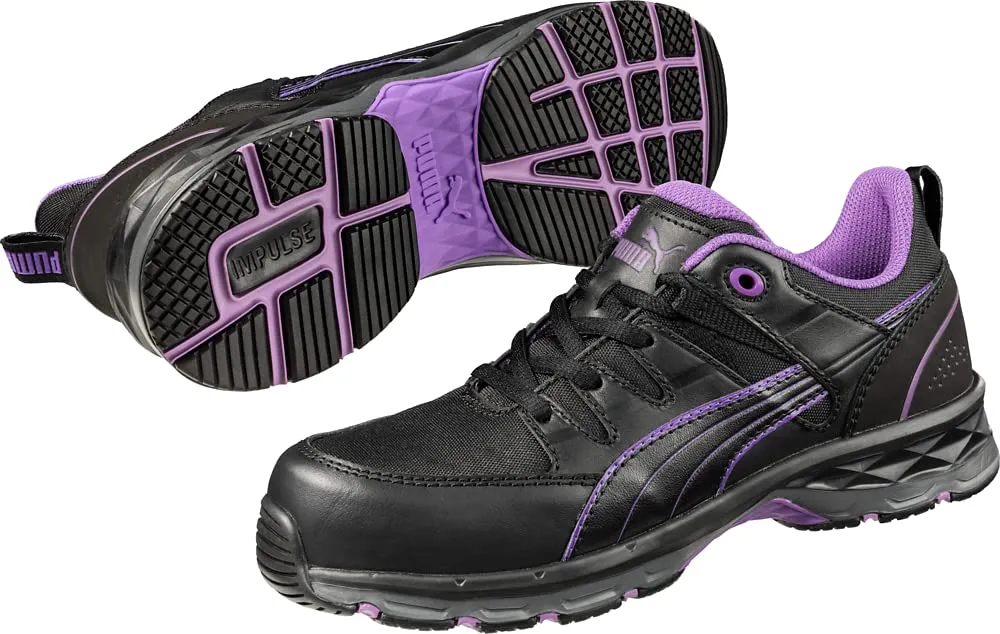 PUMA Women's Stepper Low Industrial Shoe, Black-Purple, 8