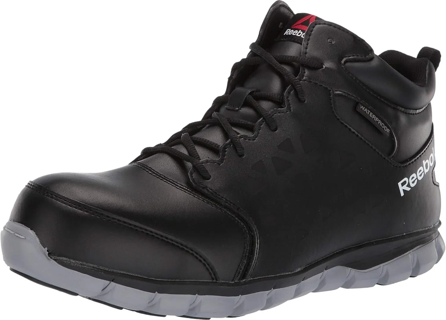 Reebok Work Mens Sublite Cushion Mid Waterproof Composite Toe Eh Work Safety Shoes Casual - Black