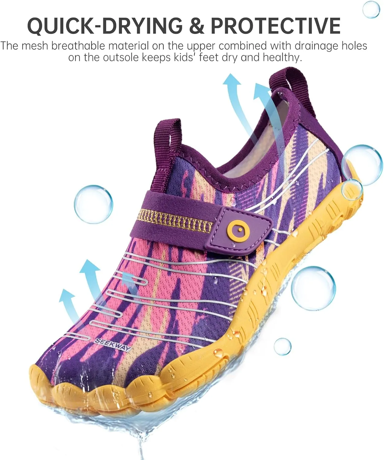 SEEKWAY Barefoot Water Shoes for Kids - Wide Toe Box and Quick-Dry Sand Shoes Toddler for Hiking Swim Beach Pool Kayak Sport Accessories, Camping Essentials Must-Haves for Boys Girls Sizes