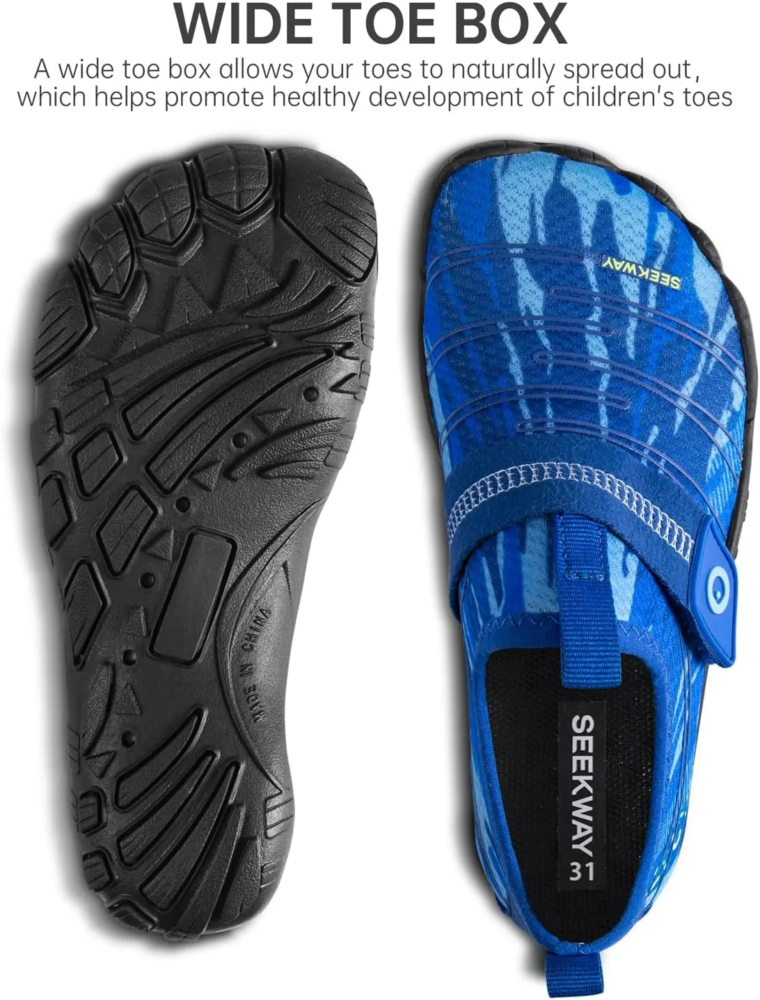 SEEKWAY Barefoot Water Shoes for Kids - Wide Toe Box and Quick-Dry Sand Shoes Toddler for Hiking Swim Beach Pool Kayak Sport Accessories, Camping Essentials Must-Haves for Boys Girls Sizes