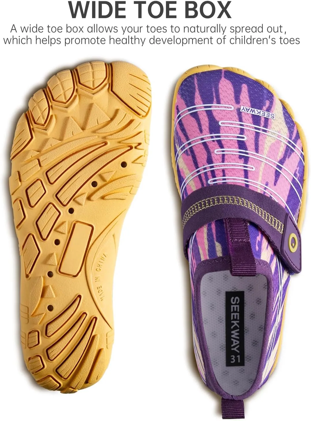 SEEKWAY Barefoot Water Shoes for Kids - Wide Toe Box and Quick-Dry Sand Shoes Toddler for Hiking Swim Beach Pool Kayak Sport Accessories, Camping Essentials Must-Haves for Boys Girls Sizes