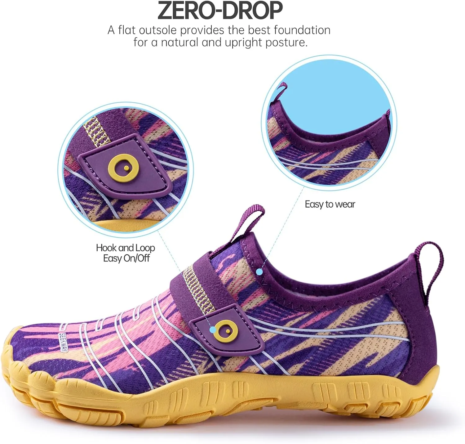 SEEKWAY Barefoot Water Shoes for Kids - Wide Toe Box and Quick-Dry Sand Shoes Toddler for Hiking Swim Beach Pool Kayak Sport Accessories, Camping Essentials Must-Haves for Boys Girls Sizes