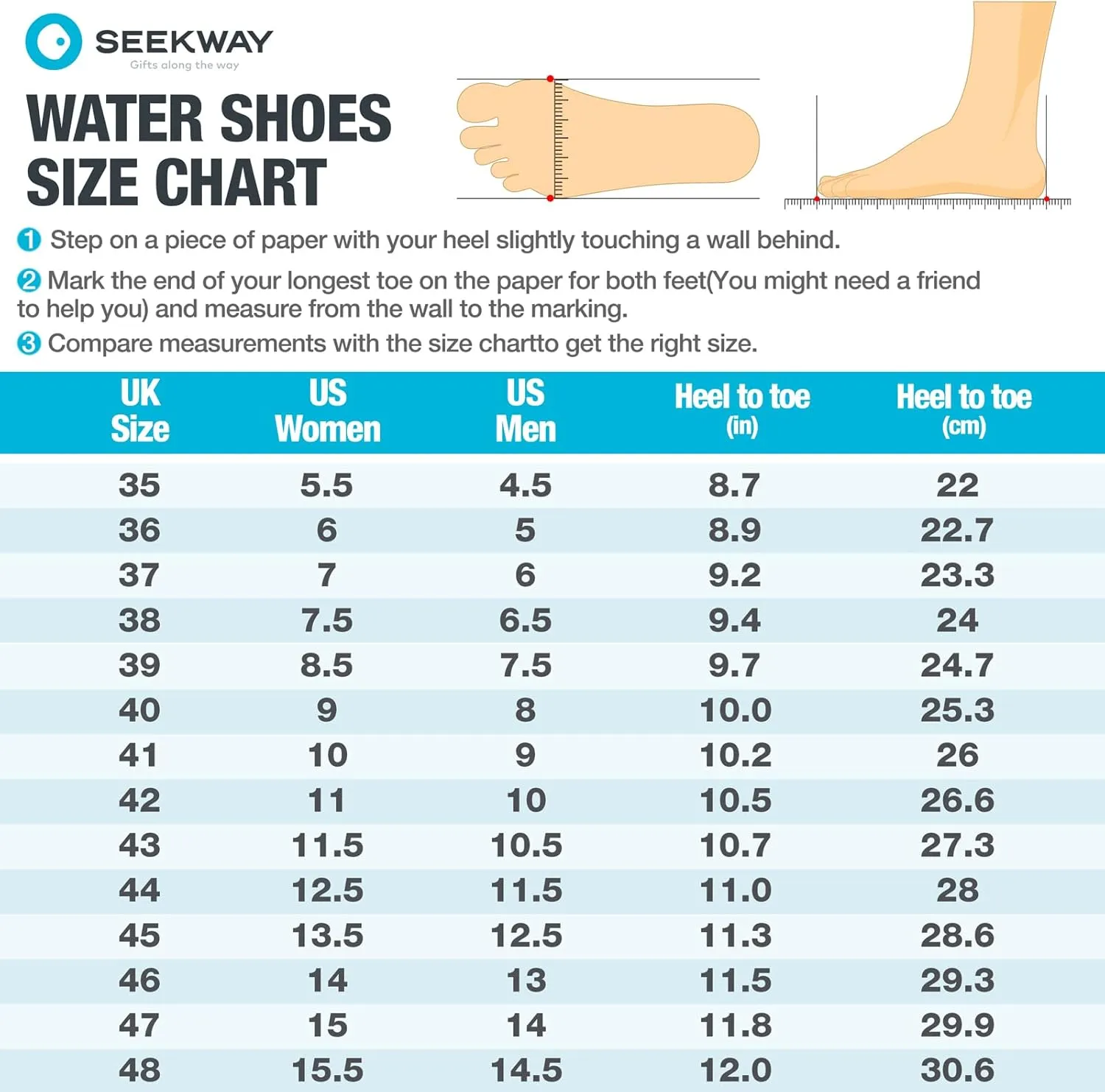 SEEKWAY Water Shoes Men Women Adult Quick-Dry Aqua Sock Barefoot for Beach Swim River Pool Lake Hiking Kayaking Surfing