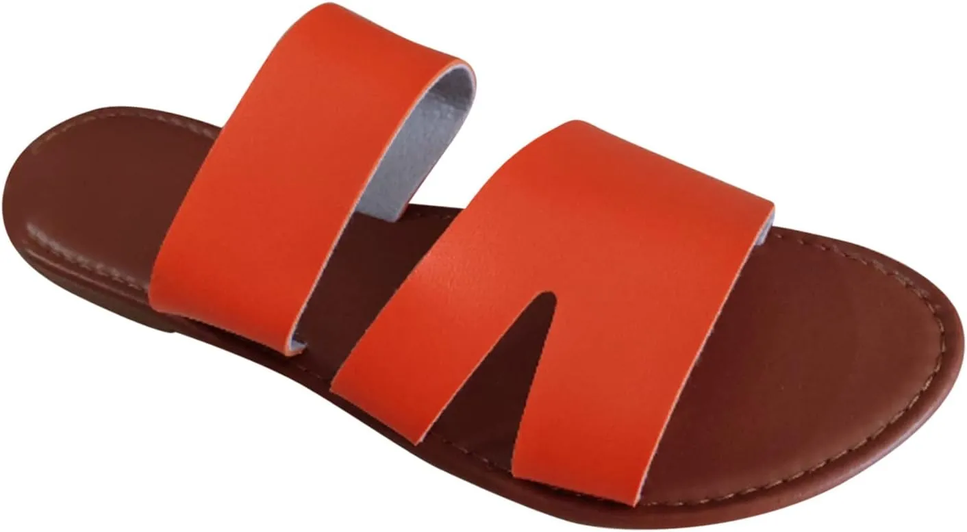 Summer Walking Slippers for Women Flat Casual Slip On Open Toe Sandals Comfortable Trendy Beach Shoes