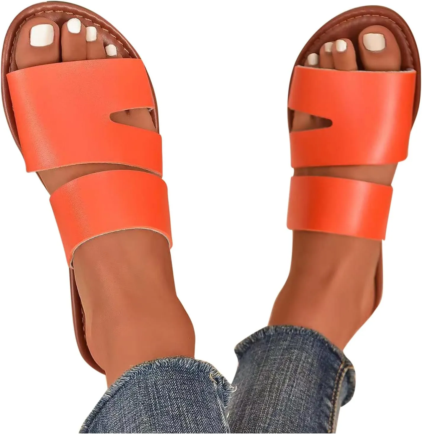 Summer Walking Slippers for Women Flat Casual Slip On Open Toe Sandals Comfortable Trendy Beach Shoes