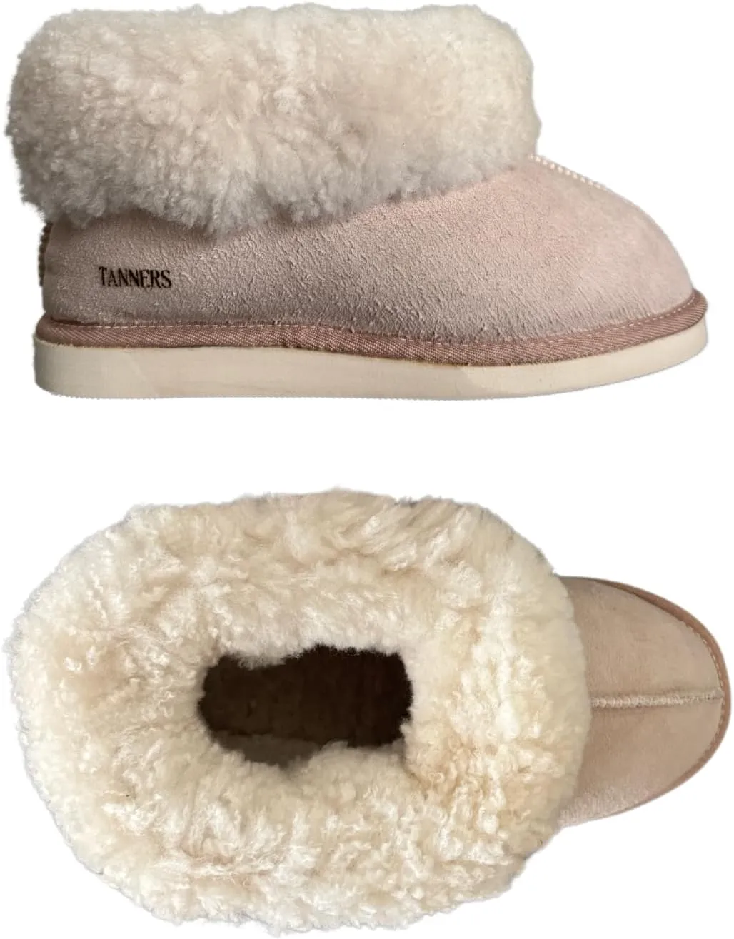 Tanners Men Bootie Slipper with turndown cuff. 100% Shearling Sheepskin. Indoor comfort and softness. Weatherproof non-slip soft sole. Handmade with care, cradling your feet for the utmost coziness.