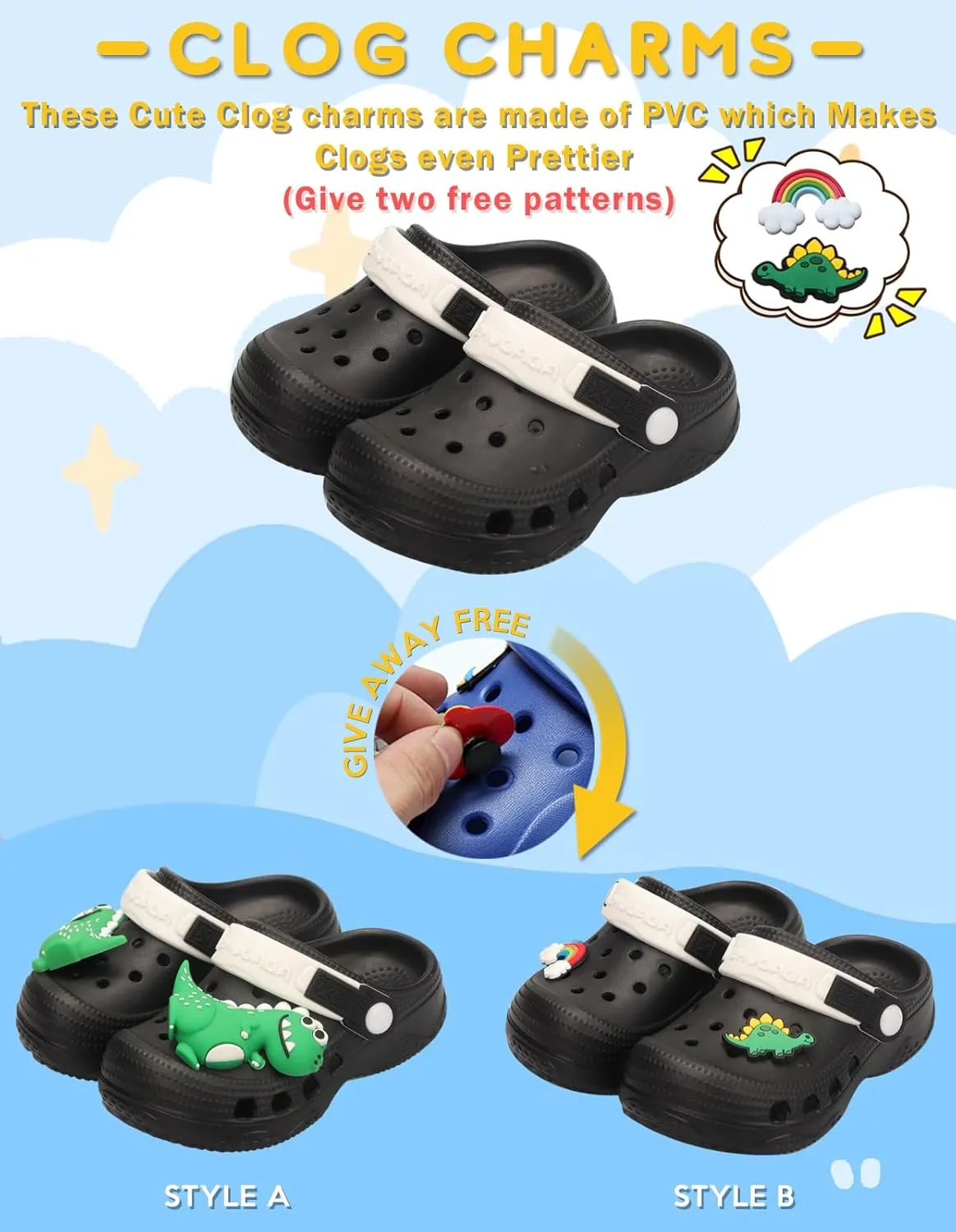 Toddler Clogs Boys Girls Kids Dinosaur Garden Shoes Slip on Sandals Slides Water Summer Shoes for Outdoor Beach Pool