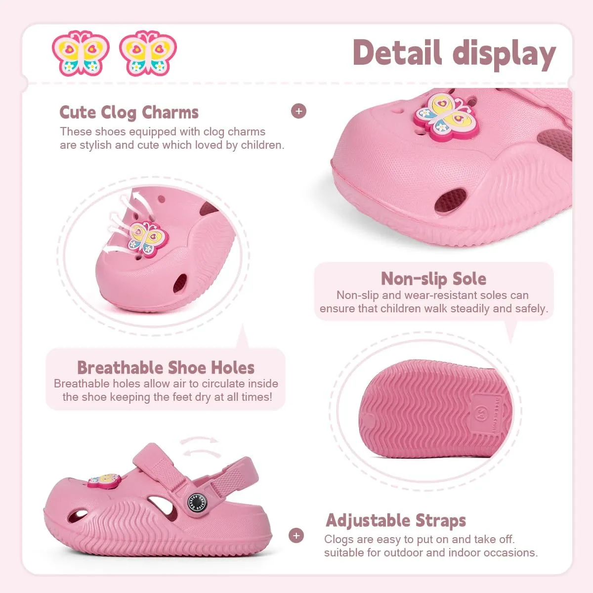 Toddler Cute Garden Clogs Boys Girls Slip On Shoes Summer Lightweight Outdoor Slides Sandals Infant Children Beach Pool Shoes (Toddler/Little Kids)