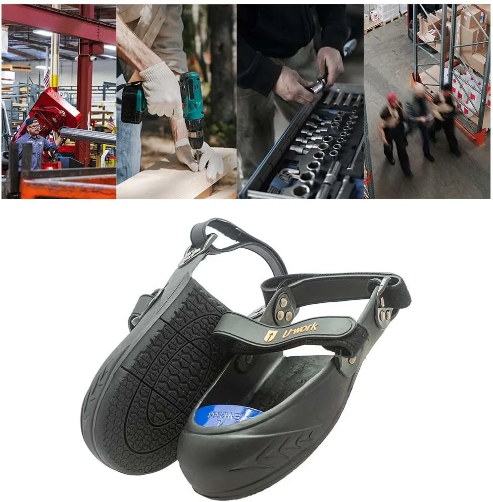 Unique Double Hook and Loop Straps Safety Overshoes Steel Toe Caps, Titanium Aluminum Alloy Toe Shoe Covers, Steel Toe Covers, Slip Resistant Alloy Toe Overshoe, Visitor Safety Overshoe, S, Blue