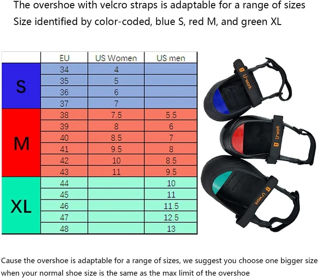 Unique Double Hook and Loop Straps Safety Overshoes Steel Toe Caps, Titanium Aluminum Alloy Toe Shoe Covers, Steel Toe Covers, Slip Resistant Alloy Toe Overshoe, Visitor Safety Overshoe, S, Blue