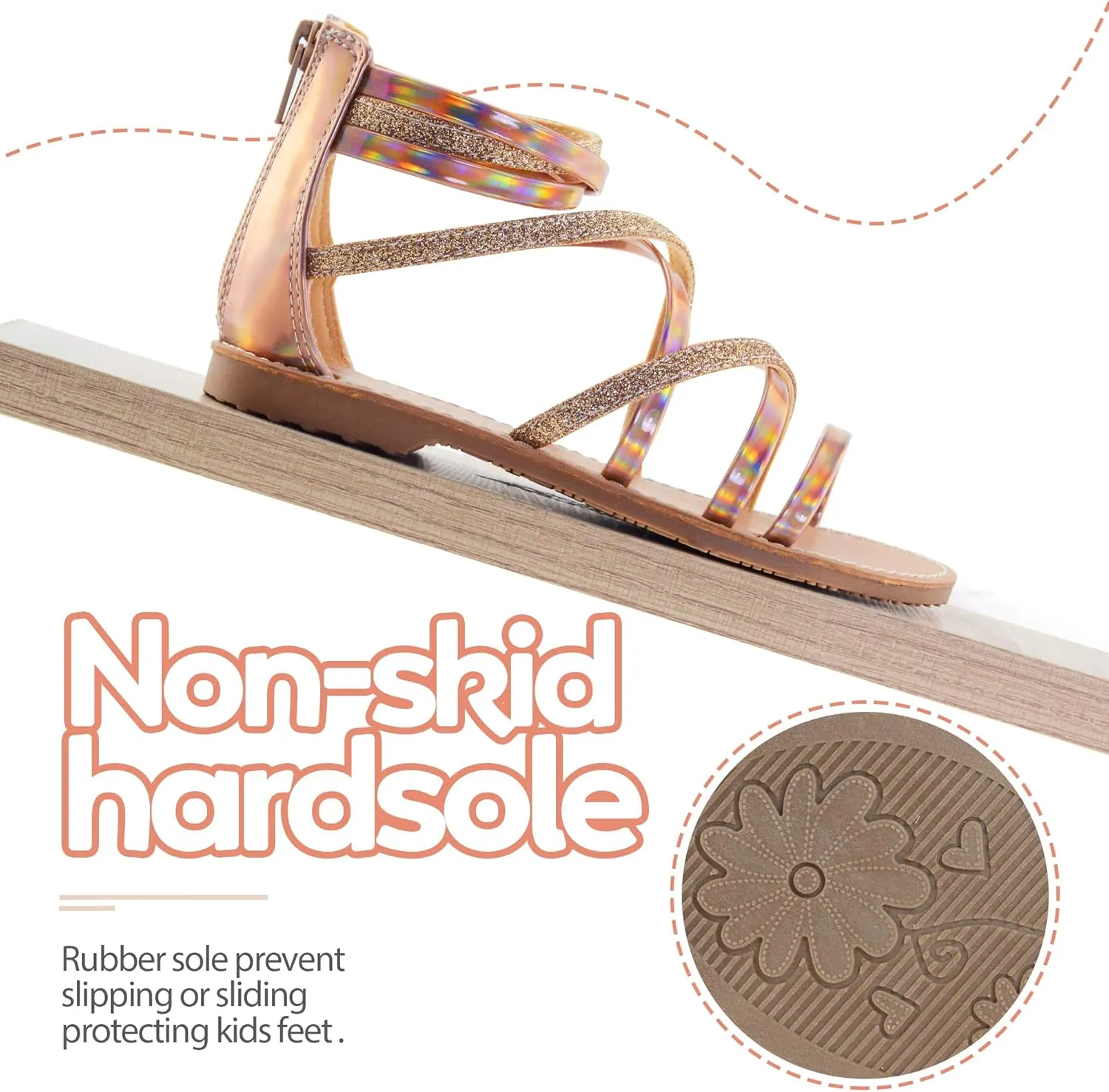 Vonair Girls Sandals Strappy Gladiator with Zipper Comfort Summer Shoes
