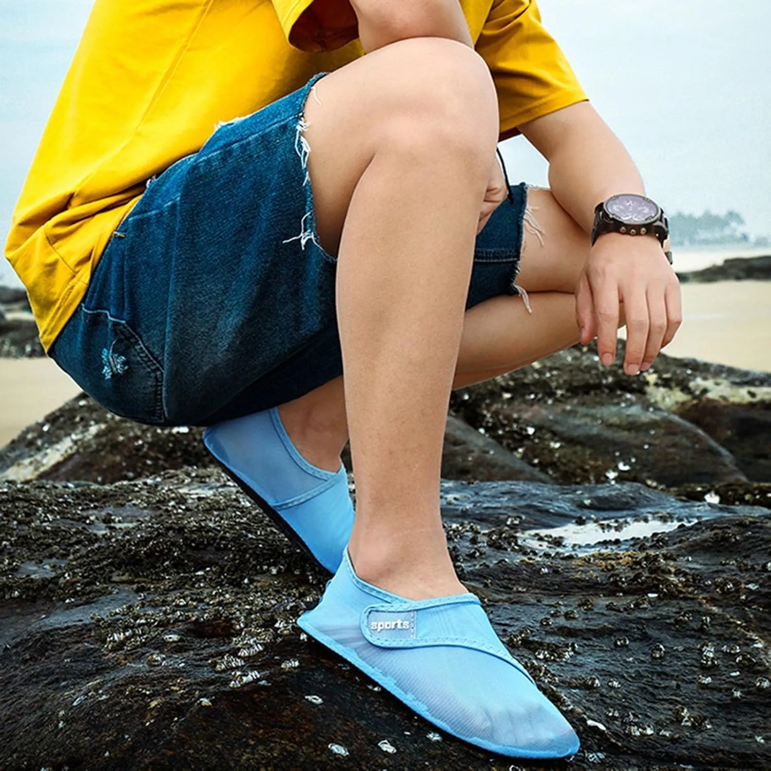 Water Shoes for Women Men, Wide Toe Quick Dry Hiking Barefoot Water Shoes, Drainage Holes Toe Guard for Swim Pool, Walking & Beach