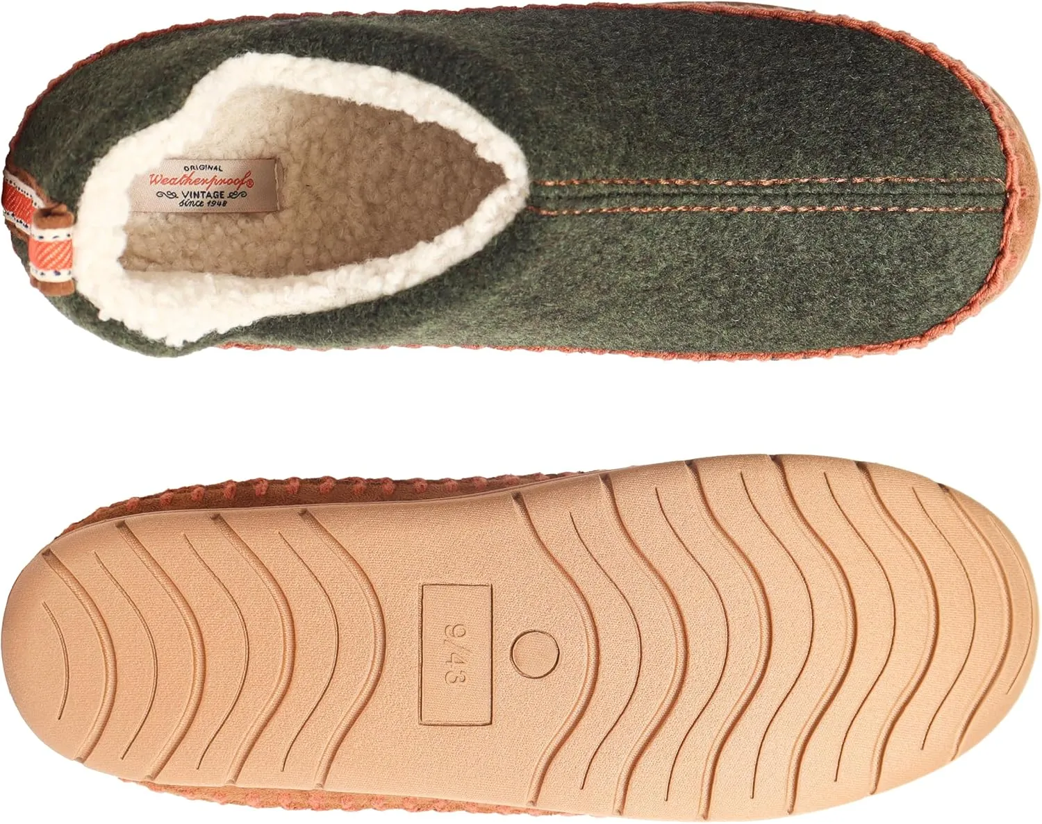 Weatherproof Vintage Men’s Felt Bootie Slipper with Faux Shearling Lining and Indoor Outdoor Sole