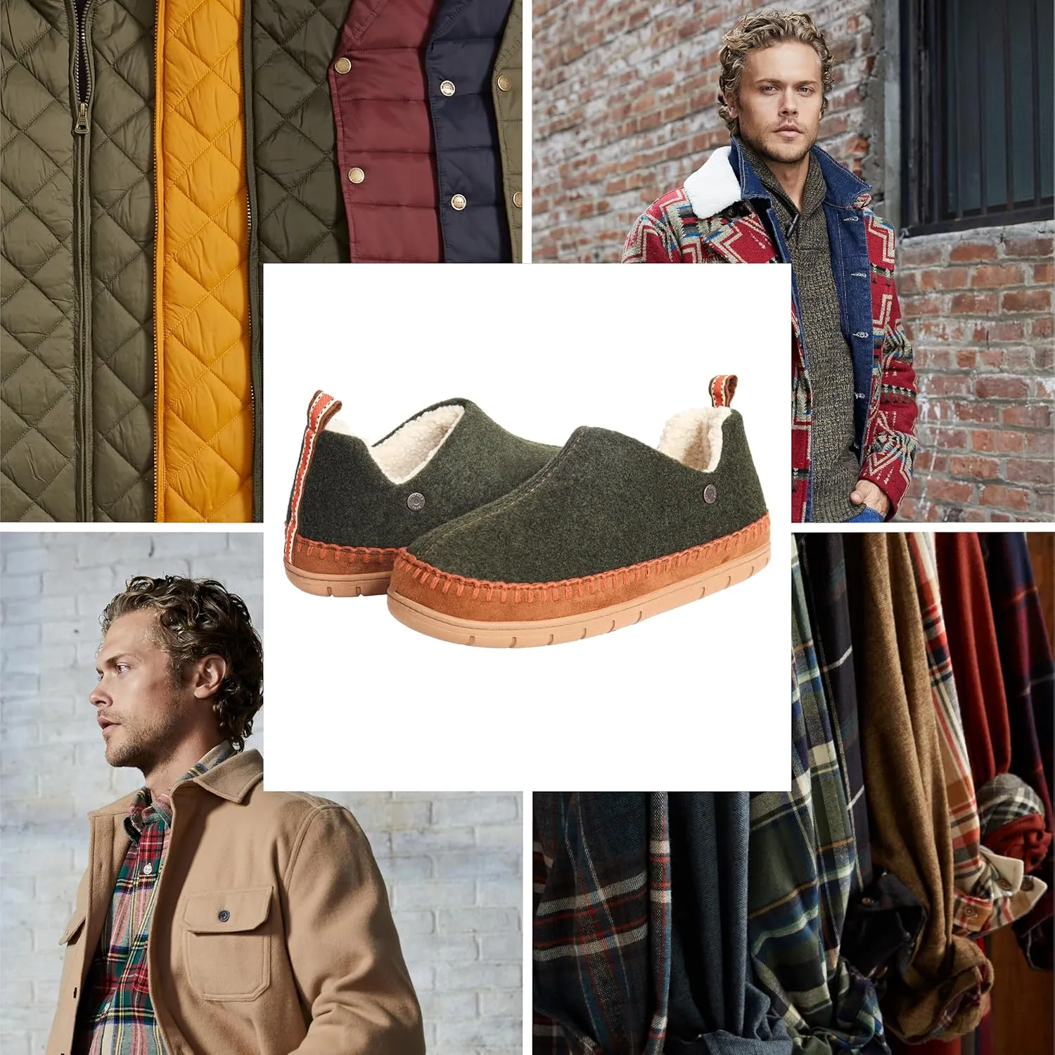 Weatherproof Vintage Men’s Felt Bootie Slipper with Faux Shearling Lining and Indoor Outdoor Sole