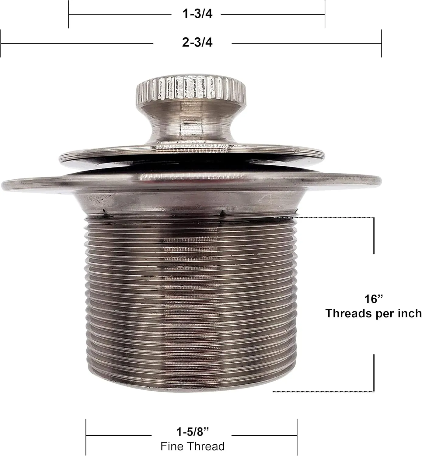 Westbrass D331-F-07 1-3/8-Inch NPSM Fine Thread Twist-and-Close Bath Drain Plug, Satin Nickel